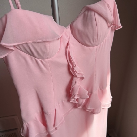 NWT Gianni Bini Sam Sweetheart Neck Sleeveless Ruffle Chiffon Long Dress - Picture 4 of 6